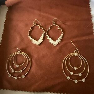 Chic Gold Triple Hoop and Geometric Earrings